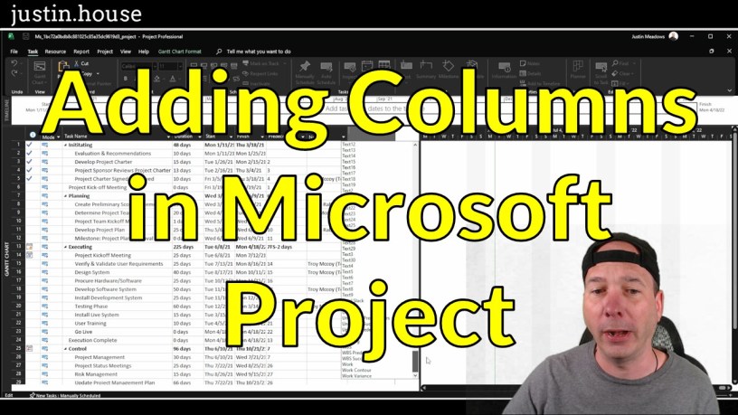 Adding a Column in Microsoft Project – Justin's House